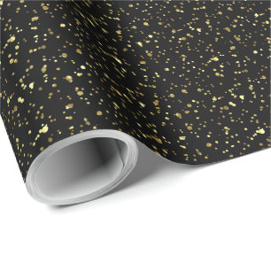 Gold Sparking Paint Splatter Patroon Cadeaupapier