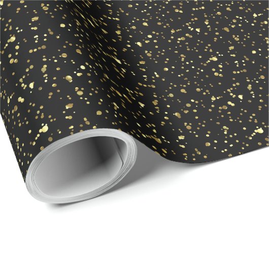 Gold Sparking Paint Splatter Patroon Cadeaupapier (Rol Hoek)
