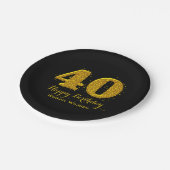 Gold Sparkle 40th Celebration Papieren Bordje (Gekanteld)