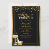 Gold Sparkle 50 Fabulous Birthday Invitation Kaart (Voorkant)