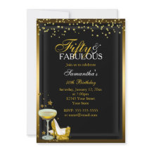 Gold Sparkle 50 Fabulous Birthday Invitation