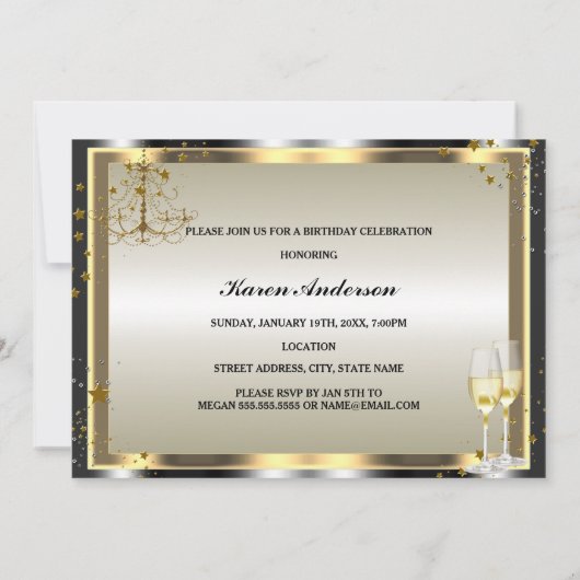 Gold Sparkle 50 & Fabulous Birthday Invitation Kaart (Achterkant)