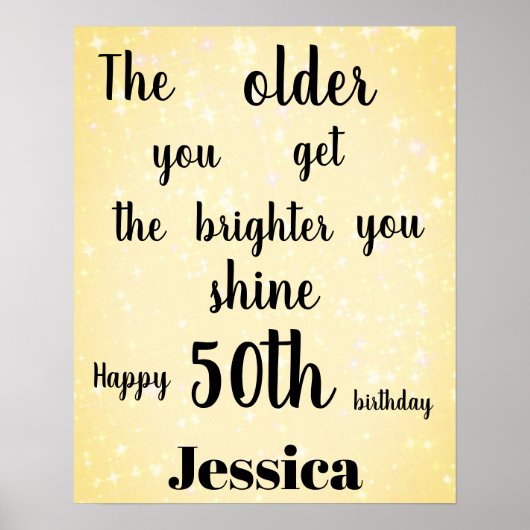 Gold sparkle 50th Birthday Name Poster (Voorkant)