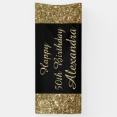 Gold Sparkle 50th Birthday Party Banner (Verticaal)