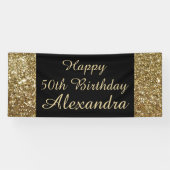 Gold Sparkle 50th Birthday Party Banner (Horizontaal)