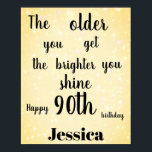 Gold sparkle 90th Birthday Name Poster<br><div class="desc">Gold Sparkle op maat 90th Birthday Voeg Poster toe.</div>