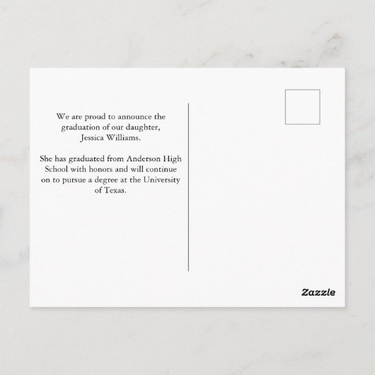 Gold Sparkle Afstuderen Chic Aangepaste Aankondigi Briefkaart (Achterkant)