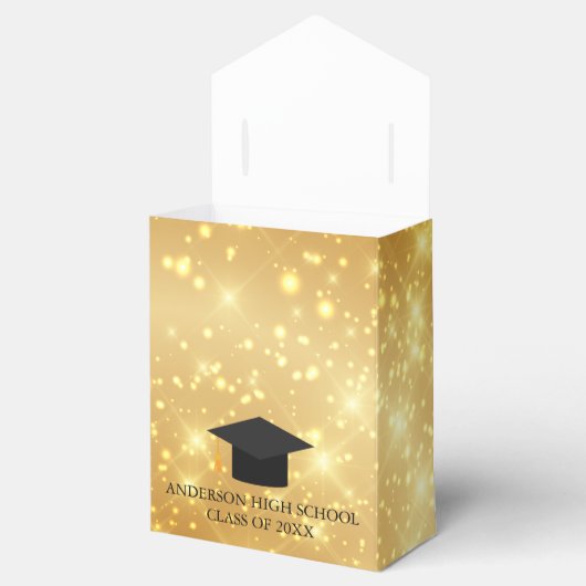 Gold Sparkle Afstuderen Chic Custom Party Bedankdoosjes (Geopend)