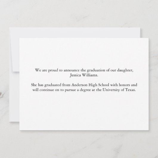 Gold Sparkle Afstuderen Chic Custom School Aankondiging (Achterkant)