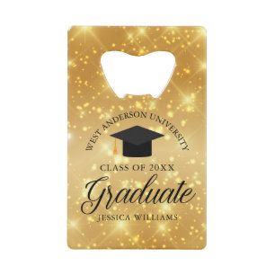 Gold Sparkle Afstuderen Custom 2023 Graduation Par Creditkaart Flessenopener