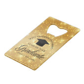 Gold Sparkle Afstuderen Custom 2023 Graduation Par Creditkaart Flessenopener (Voorkant Gekanteld)