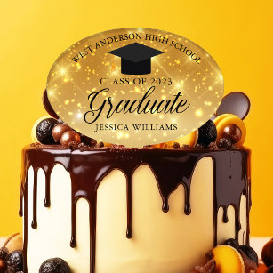 Gold Sparkle Afstuderen Custom 2024 Graduation Par Cake Topper