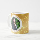 Gold Sparkle Afstuderen Custom Senior Foto Koffiemok (Voorkant links)