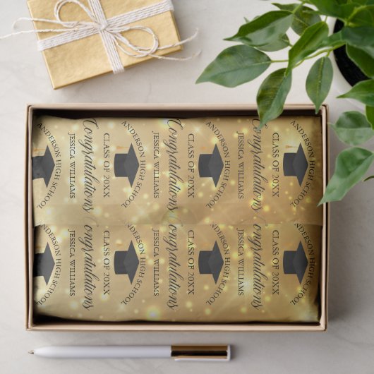 Gold Sparkle Afstuderen Elegant Custom Afstuderen Tissuepapier (Geschenk)