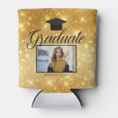 Gold Sparkle-Afstuderen Foto Chic Custom Party Blikjeskoeler (Voorkant)