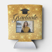 Gold Sparkle-Afstuderen Foto Chic Custom Party Blikjeskoeler (Achterkant)