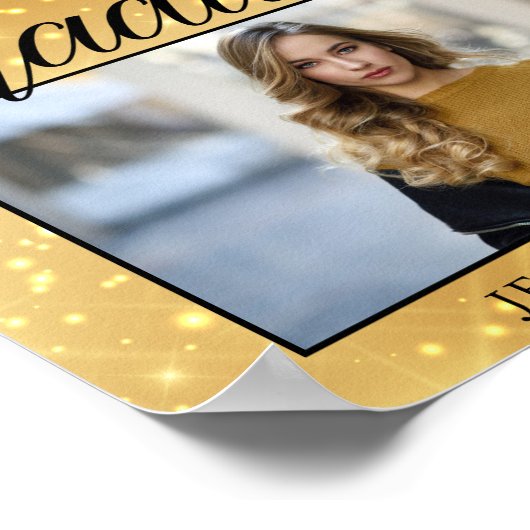 Gold Sparkle-Afstuderen Foto Chic Custom Party Poster (Hoek)