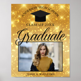 Gold Sparkle-Afstuderen Foto Chic Custom Party Poster