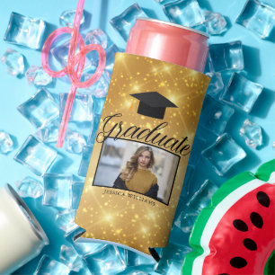 Gold Sparkle-Afstuderen Foto Chic Custom Party Seltzer Blikjeskoeler