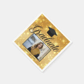 Gold Sparkle-Afstuderen Foto Chic Custom Party Servet (Hoek)