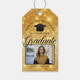 Gold Sparkle Afstuderen Foto Graduy Graduparty Cadeaulabel