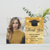 Gold Sparkle-Afstuderen Foto van 2022 Afstuderen Bedankkaart (Staand voorkant)