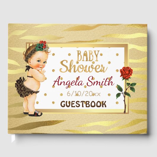 Gold Sparkle Baby shower Guestbook Gastenboek (Voorkant)