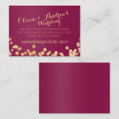 Gold Sparkle Berry Wine Wedding Informatie Invoege Informatiekaartje (Voorkant / Achterkant)