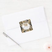 Gold Sparkle Black Quinceanera-ballon Vierkante Sticker (Envelop)