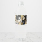 Gold Sparkle Black Quinceanera-ballon Waterfles Etiket (Achterkant)