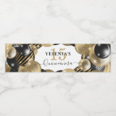 Gold Sparkle Black Quinceanera-ballon Waterfles Etiket (Enkel label)