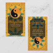 Gold Sparkle Blauwgroen Sinaasappel YinYang Visite Visitekaartje (Voorkant / Achterkant)