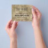 Gold Sparkle Budget 60th Birthday Bespaar de Datum Flyer (Hand)