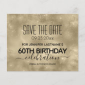 Gold Sparkle Budget 60th Birthday Bespaar de Datum Flyer (Voorkant)