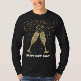 Gold Sparkle Champagne nieuwjaar T-shirt