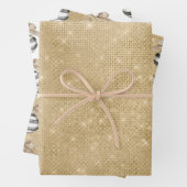 Gold Sparkle Christmas Black Stripes Ornament Bow Inpakpapier Vel (In situ)