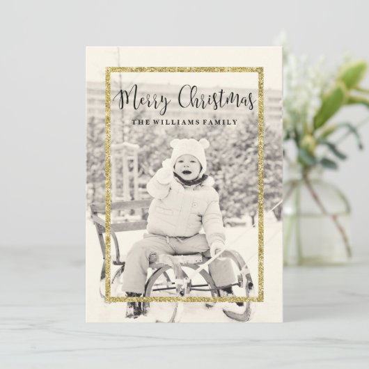 Gold Sparkle Christmas Kaarten (Staand voorkant)