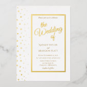 Gold Sparkle Classic Wedding Folie Uitnodiging (Voorkant)