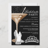 Gold Sparkle Cocktail Bachelorette Party Kaart (Voorkant)