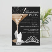 Gold Sparkle Cocktail Bachelorette Party Kaart (Staand voorkant)