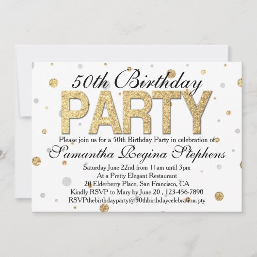 Gold Sparkle Confetti 50ste verjaardagsfeestje Kaart (Voorkant)