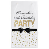 Gold Sparkle Confetti 50th Birthday Party Klein Cadeauzakje (Achterkant)