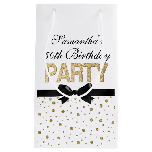 Gold Sparkle Confetti 50th Birthday Party Klein Cadeauzakje (Voorkant)