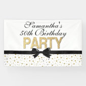 Gold Sparkle Confetti 50th Birthday Party Spandoek (Horizontaal)