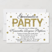 Gold Sparkle-Confetti Graduation Party Kaart (Voorkant)