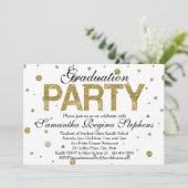 Gold Sparkle-Confetti Graduation Party Kaart (Staand voorkant)