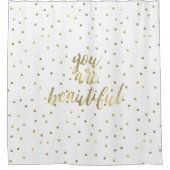 Gold Sparkle Confetti Je bent prachtig Douchegordijn (Voorkant)