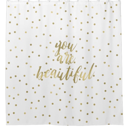 Gold Sparkle Confetti Je bent prachtig Douchegordijn (Voorkant)