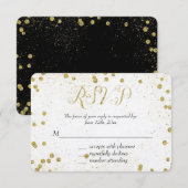 Gold Sparkle Confetti Stippen RSVP (Voorkant / Achterkant)