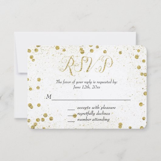 Gold Sparkle Confetti Stippen RSVP (Voorkant)